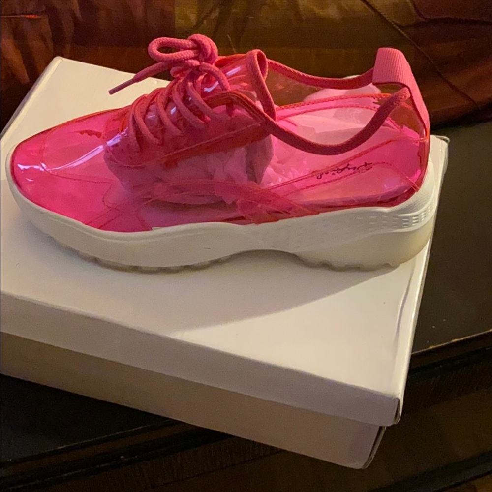 Hot pink pvc stylish sneakers like new